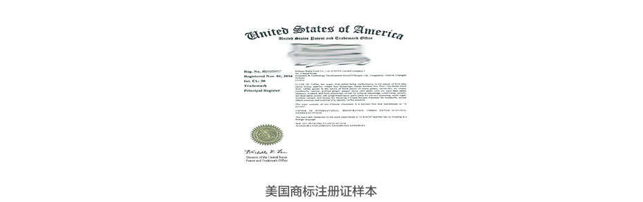 美國(guó)注冊(cè)商標(biāo)注冊(cè)證樣本