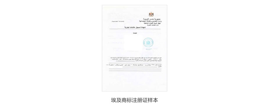 埃及商標(biāo)注冊(cè)證樣本